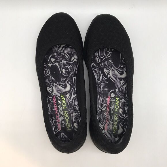 Skechers Mesh Microburst Shoes Women's 6.5 Black Slip On 23312 Comfort Flats - Picture 6 of 11